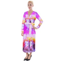 Background Drips Fluid Colorful Velvet Maxi Wrap Dress by Sapixe