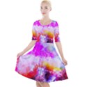 Background Drips Fluid Colorful Quarter Sleeve A-Line Dress View1