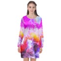 Background Drips Fluid Colorful Long Sleeve Chiffon Shift Dress  View1