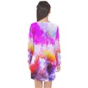 Background Drips Fluid Colorful Long Sleeve Chiffon Shift Dress  View2