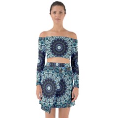 Pattern Abstract Background Art Off Shoulder Top with Skirt Set