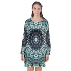 Pattern Abstract Background Art Long Sleeve Chiffon Shift Dress 