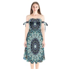 Pattern Abstract Background Art Shoulder Tie Bardot Midi Dress by Sapixe