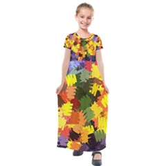 Mural Murals Graffiti Texture Kids  Short Sleeve Maxi Dress by Sapixe