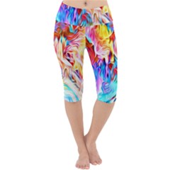 Background Drips Fluid Colorful Lightweight Velour Cropped Yoga Leggings