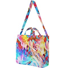 Background Drips Fluid Colorful Square Shoulder Tote Bag