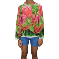 Figure Watercolor Art Nature Kids  Long Sleeve Swimwear by Sapixe