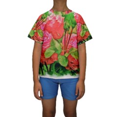 Figure Watercolor Art Nature Kids  Short Sleeve Swimwear by Sapixe