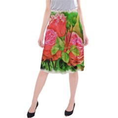 Figure Watercolor Art Nature Midi Beach Skirt by Sapixe