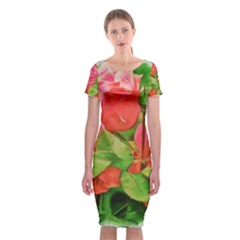 Figure Watercolor Art Nature Classic Short Sleeve Midi Dress by Sapixe