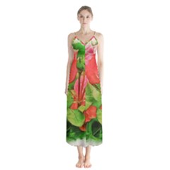 Figure Watercolor Art Nature Button Up Chiffon Maxi Dress