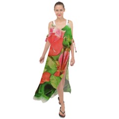 Figure Watercolor Art Nature Maxi Chiffon Cover Up Dress by Sapixe