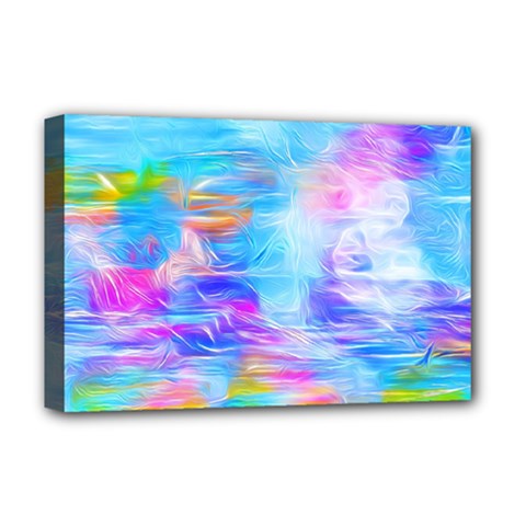 Background Drips Fluid Colorful Deluxe Canvas 18  X 12  (stretched) by Sapixe