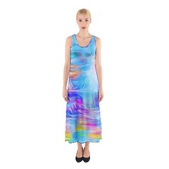 Background Drips Fluid Colorful Sleeveless Maxi Dress by Sapixe