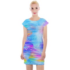 Background Drips Fluid Colorful Cap Sleeve Bodycon Dress by Sapixe