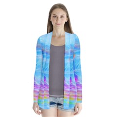 Background Drips Fluid Colorful Drape Collar Cardigan by Sapixe