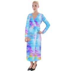 Background Drips Fluid Colorful Velvet Maxi Wrap Dress by Sapixe