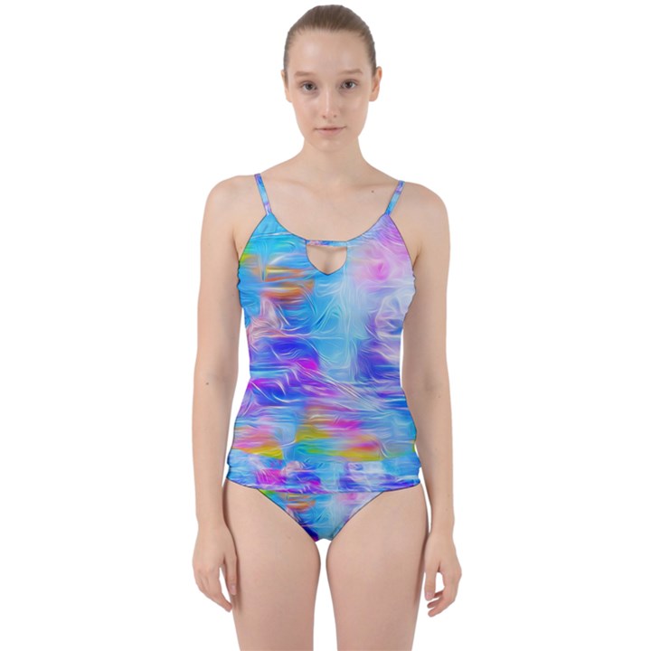 Background Drips Fluid Colorful Cut Out Top Tankini Set