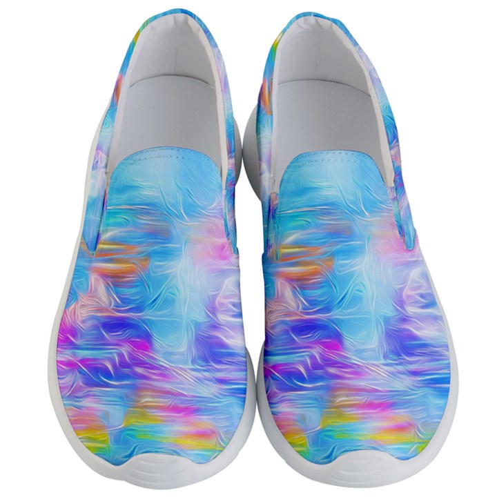 Background Drips Fluid Colorful Men s Lightweight Slip Ons