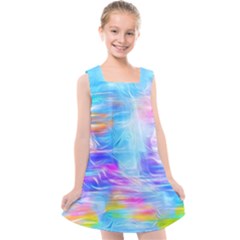 Background Drips Fluid Colorful Kids  Cross Back Dress