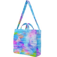 Background Drips Fluid Colorful Square Shoulder Tote Bag