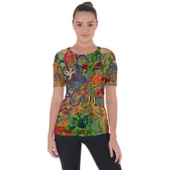 Dubai Hotel Art Shoulder Cut Out Short Sleeve Top by Sapixe