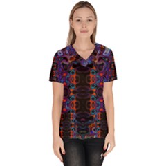 Kaleidoscope Art Pattern Ornament Women s V-neck Scrub Top by Sapixe