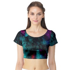 Background Art Abstract Watercolor Short Sleeve Crop Top by Sapixe