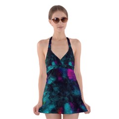 Background Art Abstract Watercolor Halter Dress Swimsuit  by Sapixe