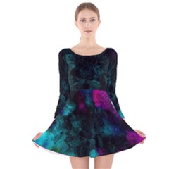 Background Art Abstract Watercolor Long Sleeve Velvet Skater Dress by Sapixe