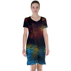 Background Cave Art Abstract Short Sleeve Nightdress by Sapixe