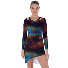 Background Cave Art Abstract Asymmetric Cut-out Shift Dress by Sapixe