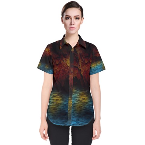 Background Cave Art Abstract Women s Short Sleeve Shirt by Sapixe