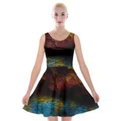 Background Cave Art Abstract Velvet Skater Dress