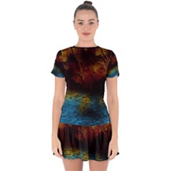 Background Cave Art Abstract Drop Hem Mini Chiffon Dress by Sapixe