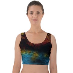 Background Cave Art Abstract Velvet Crop Top by Sapixe