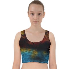 Background Cave Art Abstract Velvet Racer Back Crop Top by Sapixe