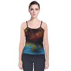 Background Cave Art Abstract Velvet Spaghetti Strap Top by Sapixe