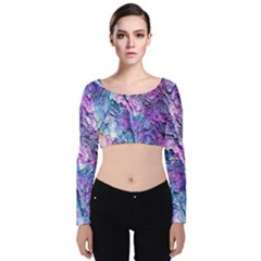 Background Peel Art Abstract Velvet Long Sleeve Crop Top