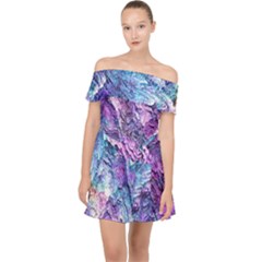 Background Peel Art Abstract Off Shoulder Chiffon Dress