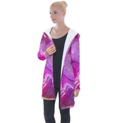 Background Art Abstract Watercolor Longline Hooded Cardigan