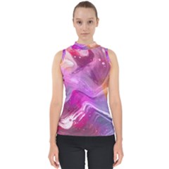 Background Art Abstract Watercolor Mock Neck Shell Top by Sapixe