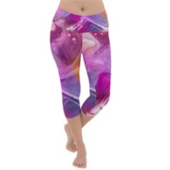 Background Art Abstract Watercolor Lightweight Velour Capri Yoga Leggings