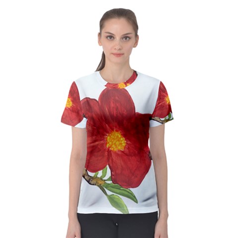 Deep Plumb Blossom Women s Sport Mesh Tee by lwdstudio