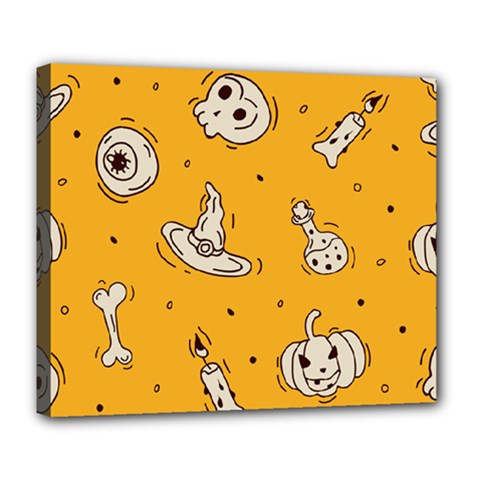 Funny Halloween Party Pattern Deluxe Canvas 24  X 20  (stretched)