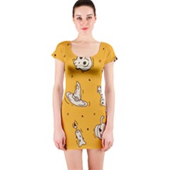 Funny Halloween Party Pattern Short Sleeve Bodycon Dress by HalloweenParty