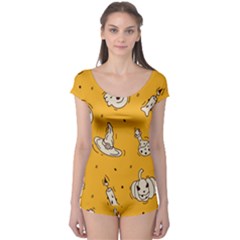 Funny Halloween Party Pattern Boyleg Leotard 