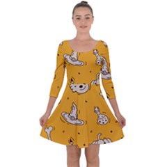 Funny Halloween Party Pattern Quarter Sleeve Skater Dress