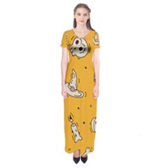 Funny Halloween Party Pattern Short Sleeve Maxi Dress