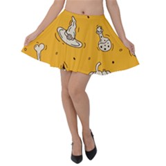 Funny Halloween Party Pattern Velvet Skater Skirt by HalloweenParty